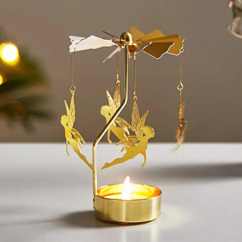 Rotating Candle Holder with Snowflake Design