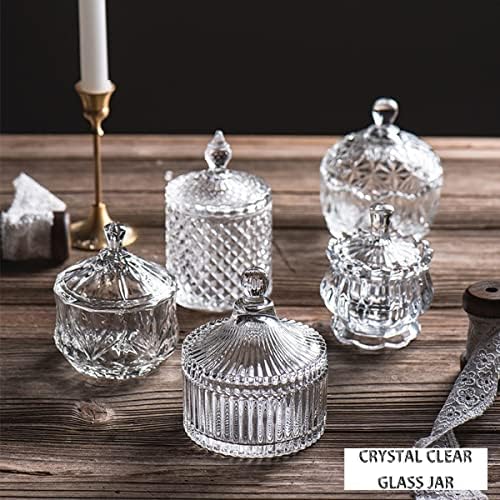 Crystal Candy Jar with Lid - Clear Glass Decorative Container