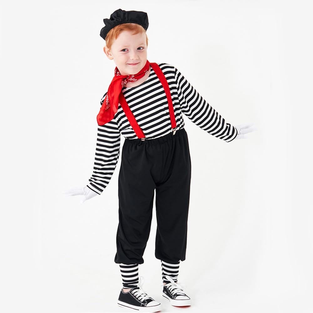 IBTOM CASTLE Boys Old Man Costume 4pcs Jumpsuit Hat Glasses Beard