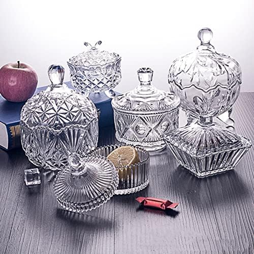 Crystal Candy Jar with Lid - Clear Glass Decorative Container