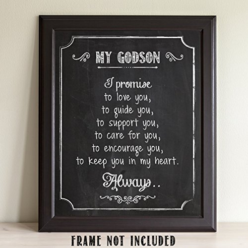 My Godson - Baptism Christening Art Print Chalkboard Style 11x14 Unframed Baby Boy Gift