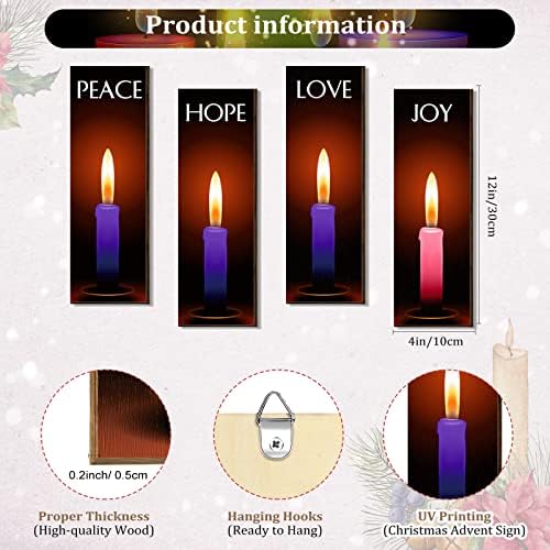 Roowest 4 Piece Christmas Advent Candles Wall Decor