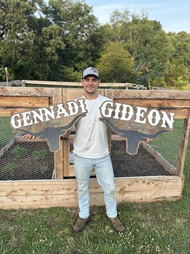Western Themed Nursery Name Sign Bull Horns Decor