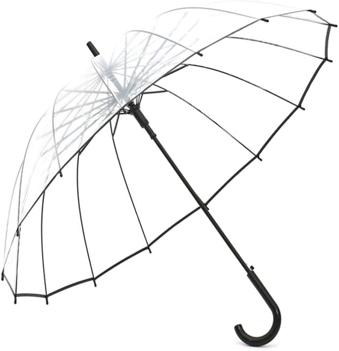 Lancoon Clear Bubble Umbrella 16 Ribs Windproof Auto Open KS10Black