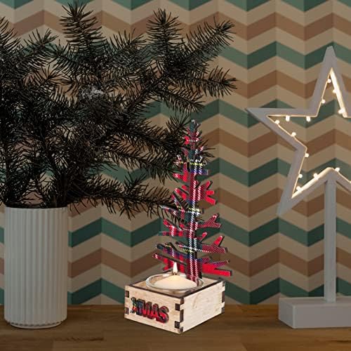 Beaupretty 2Pcs Wood Candlestick Christmas Decor