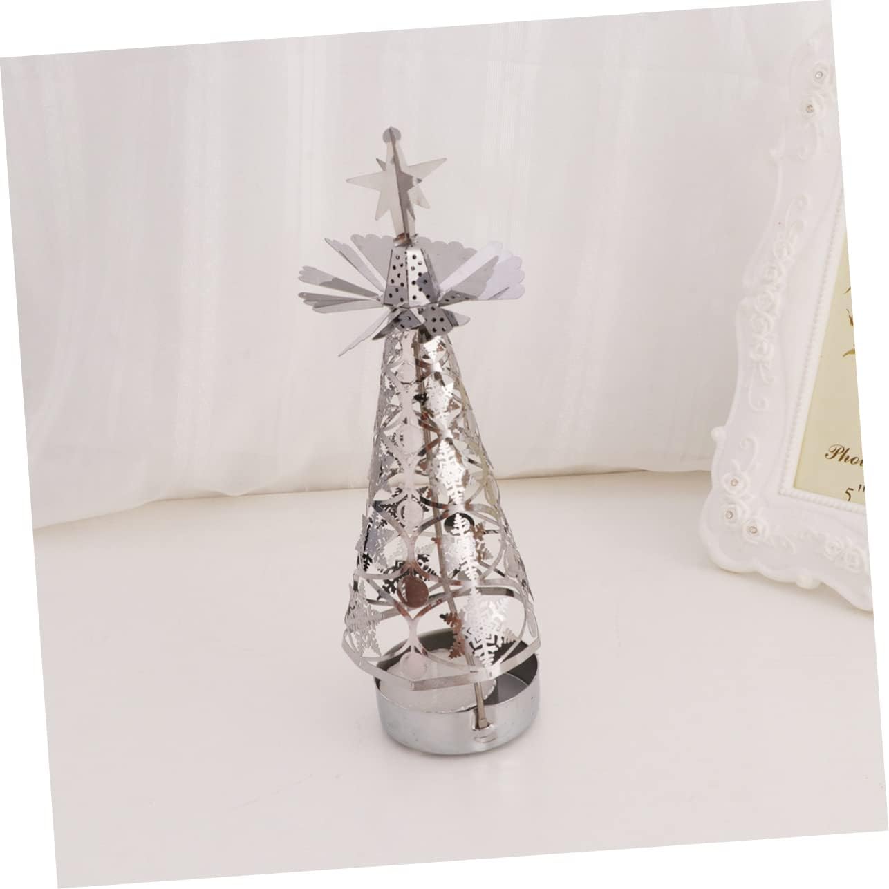Christmas Tree Shaped Rotating Tea Light Holder