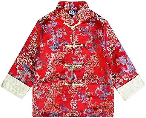 Hooyi Boys Traditional Red Tang Jacket CNY Costume Dragon Tops