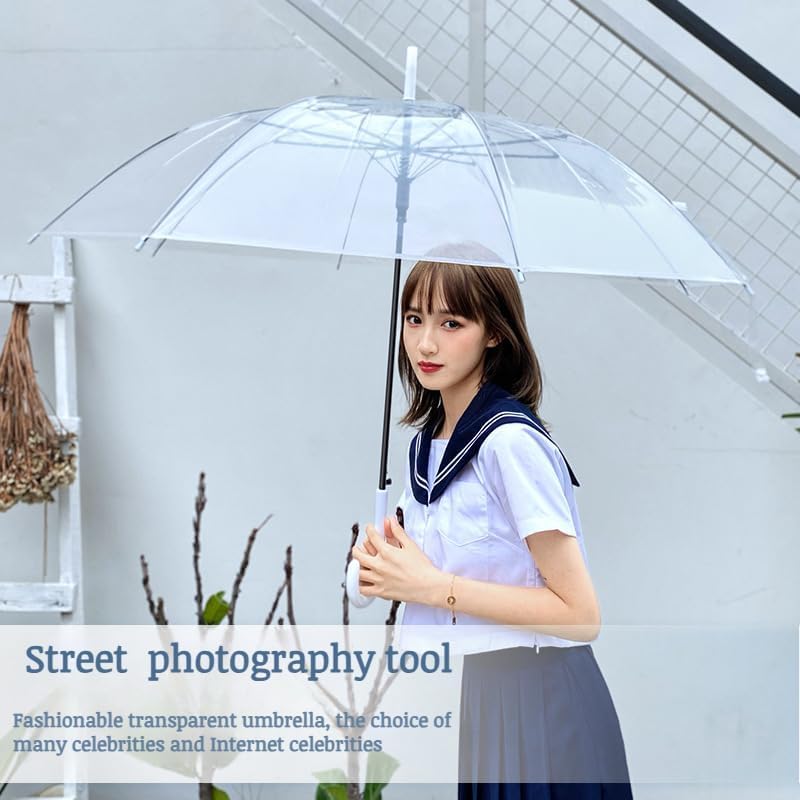 Mokcoliy Thick Transparent Umbrella 16-Rib Auto Open Windproof 1