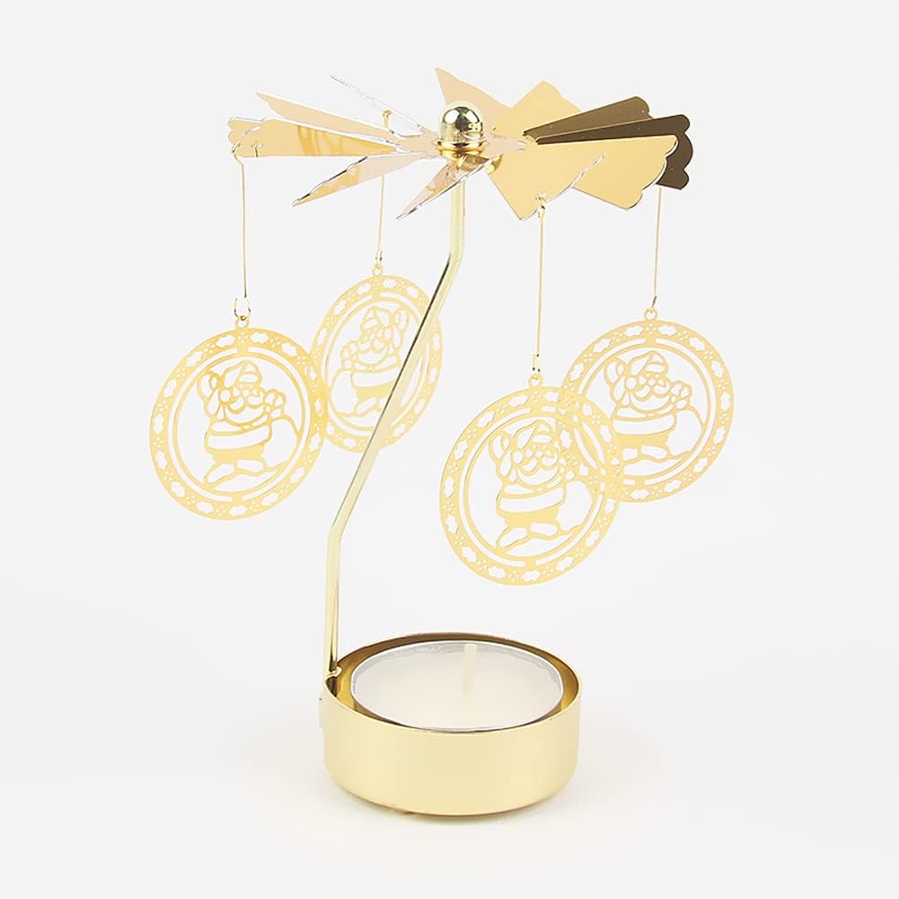 Surakey Gold Rotating Candle Holder for Home Decor