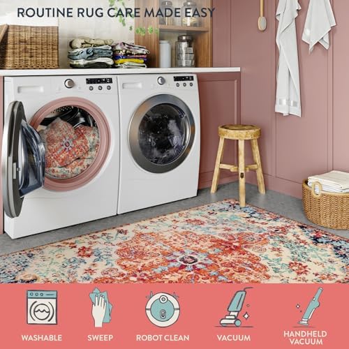 Lahome Bohemian Floral Medallion Area Rug