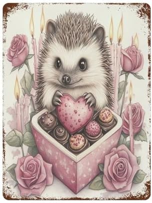 HighonHi Metal Tin Sign Rose Heart Valentine Decor