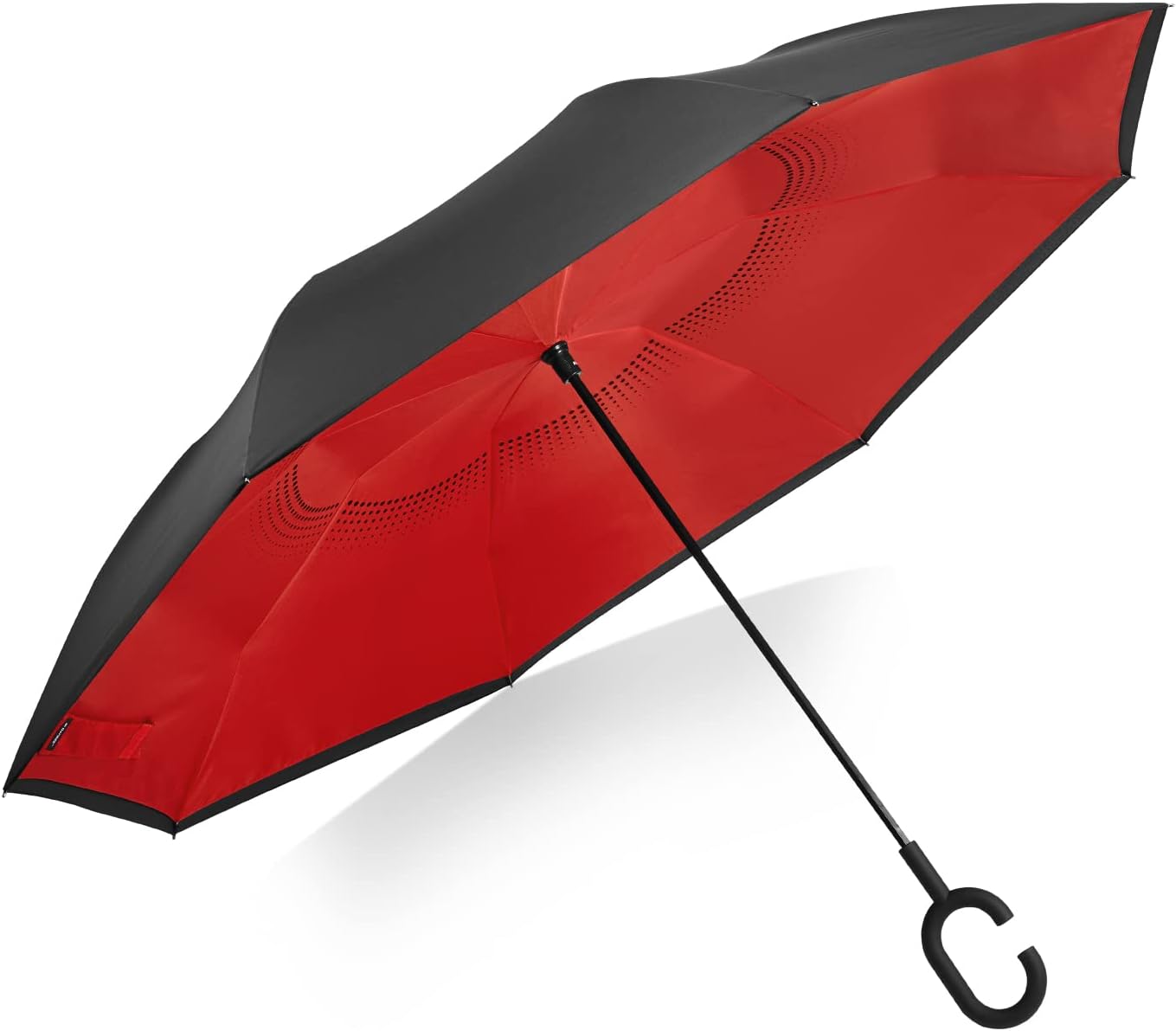 G4Free 62 Inch Reverse Folding Umbrella with C-Handle