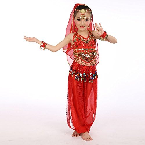 Handmade Girl Belly Dance Costume Crop Top with Sleeves for Kids