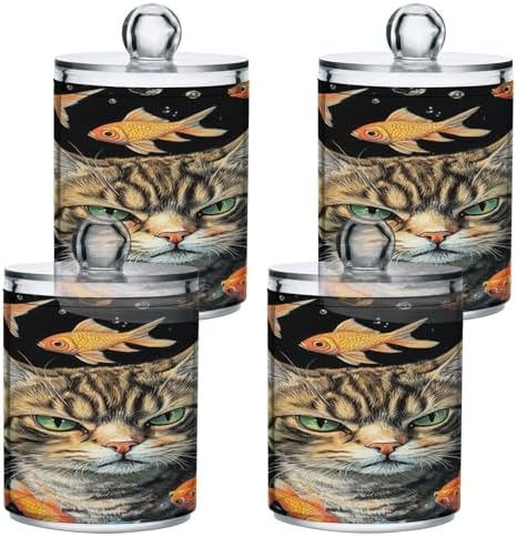 4Pack Clear Plastic Canisters with Lids - Leakproof Durable Bathroom Storage