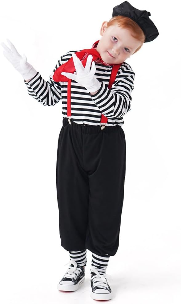 IBTOM CASTLE Boys Old Man Costume 4pcs Jumpsuit Hat Glasses Beard