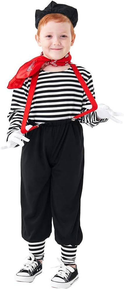 IBTOM CASTLE Boys Old Man Costume 4pcs Jumpsuit Hat Glasses Beard