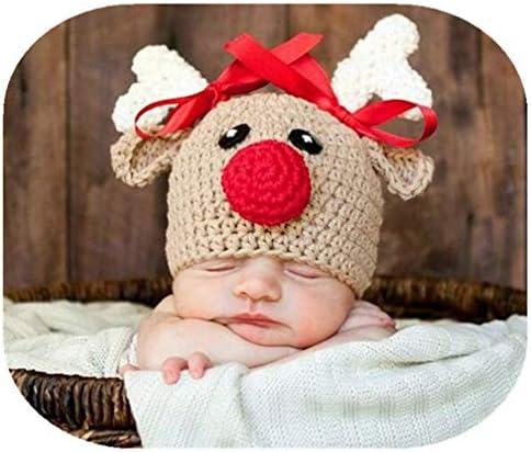 Vomdrok Newborn Christmas Deer Hat for Baby Boy Girl