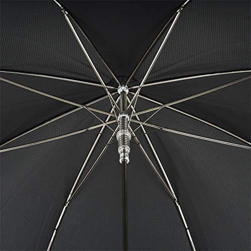 Pasotti Black Umbrella With Silver Toned Lion Handle