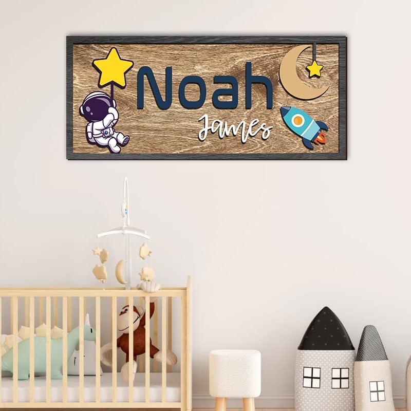 Custom Baby Name Sign with 3D Wood Cut Out