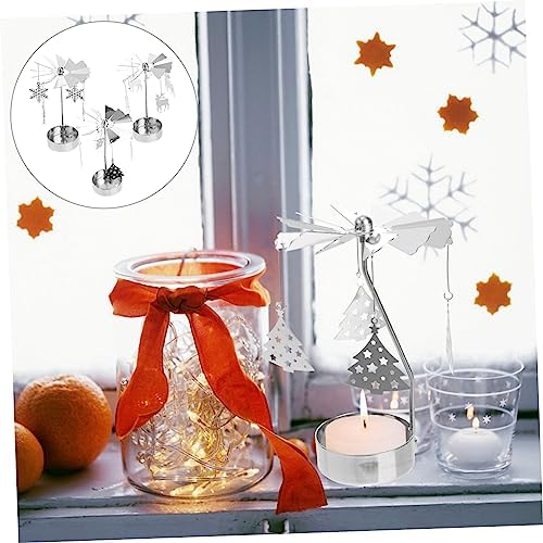 GRIRIW Rotating Snowflake Candle Holder