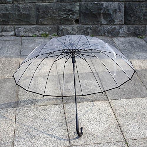 Lancoon Clear Bubble Umbrella 16 Ribs Windproof Auto Open KS10Black