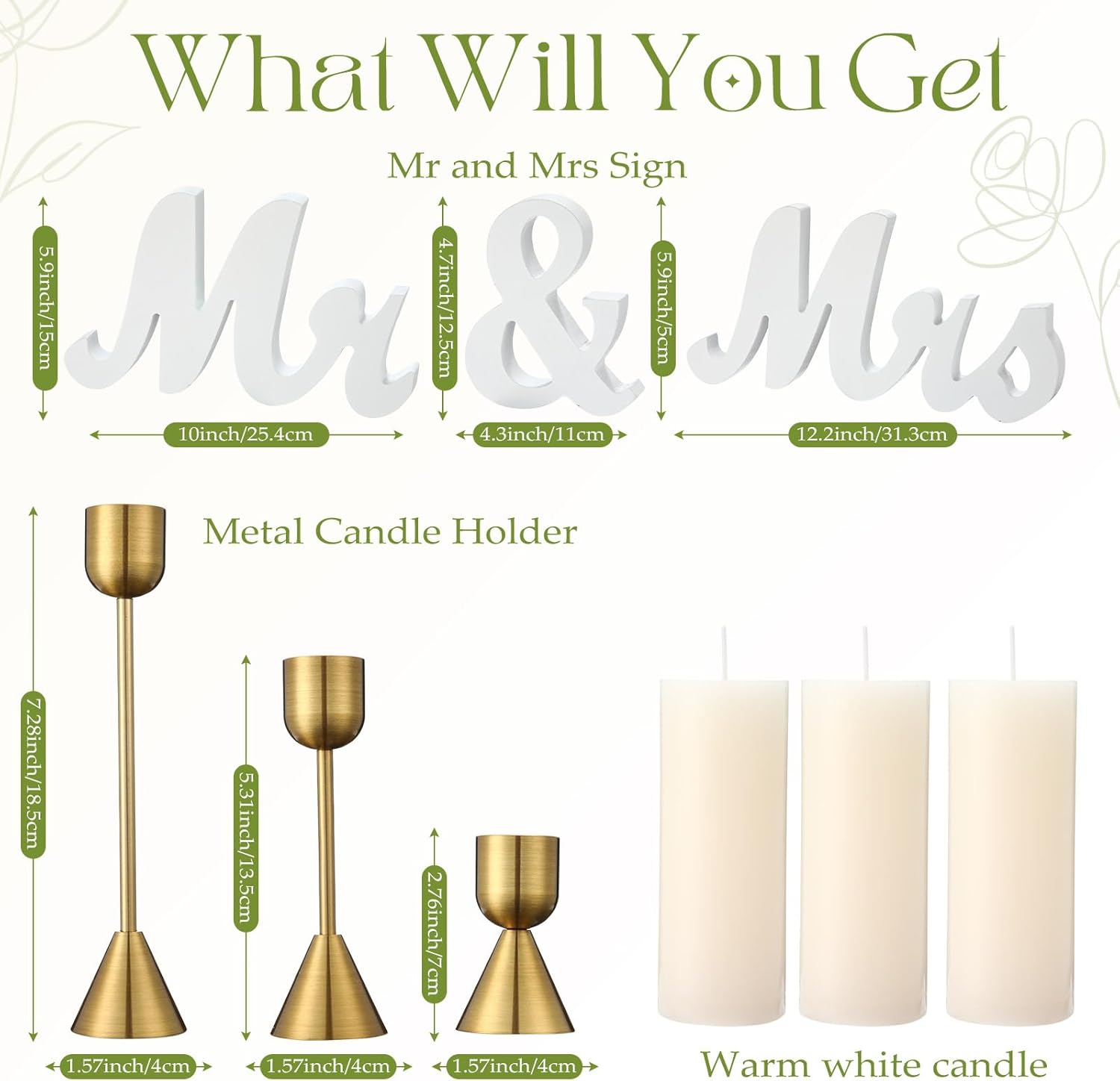 Teenyyou 10 Pcs White Mr Mrs Wedding Signs Set
