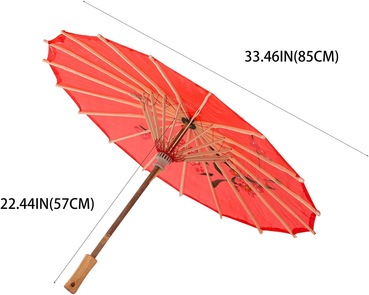 THY COLLECTIBLES 33 Inch Red Bamboo Parasol