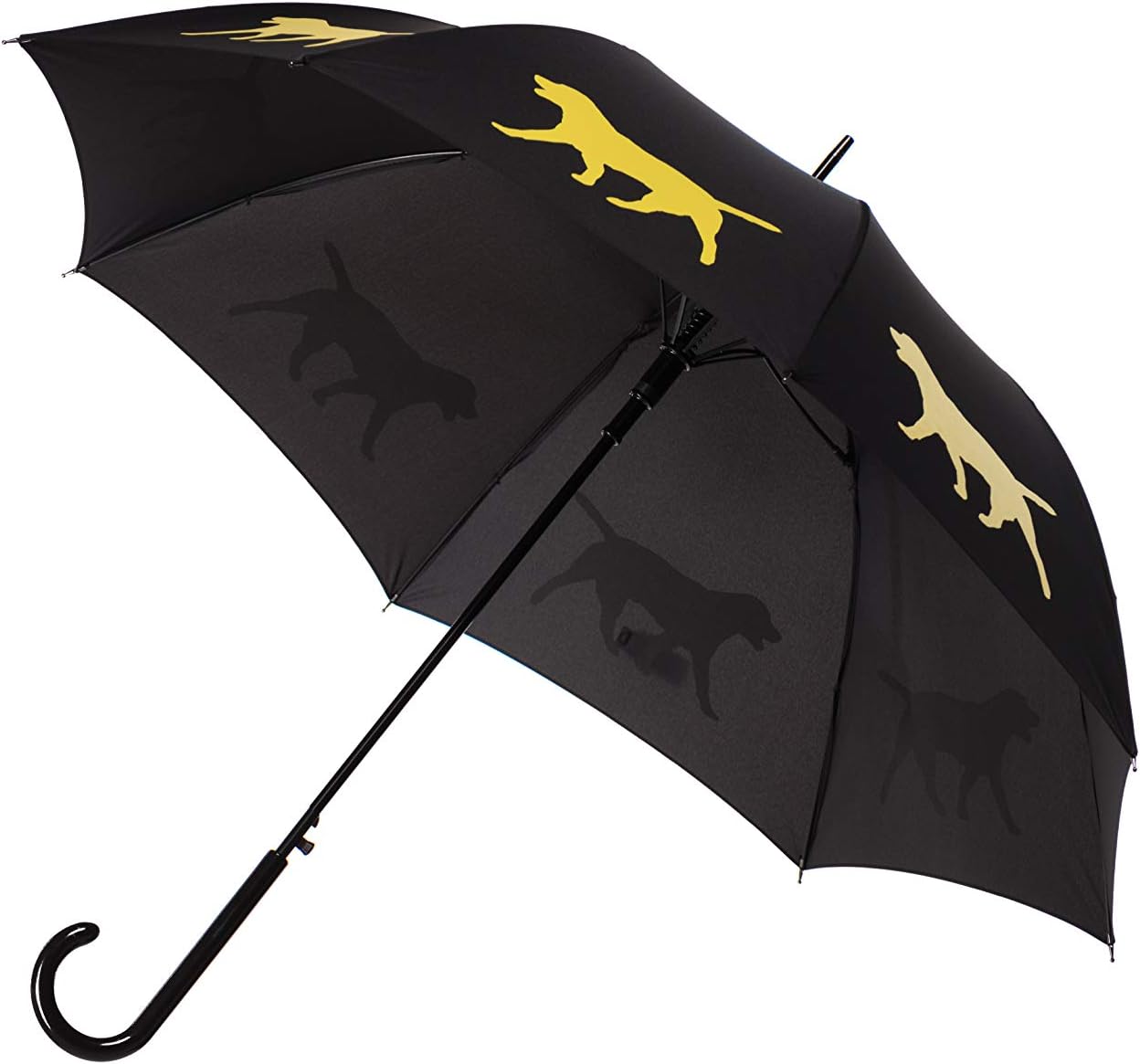 Premium Labrador Retriever Rain Umbrella - Yellow on Black