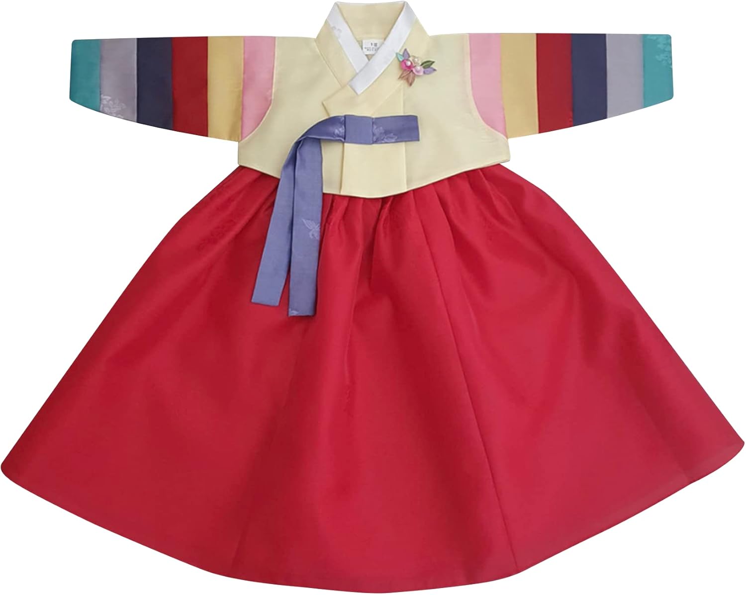 Korean Baby Girl Hanbok with Ivory Pink Floral Brooch