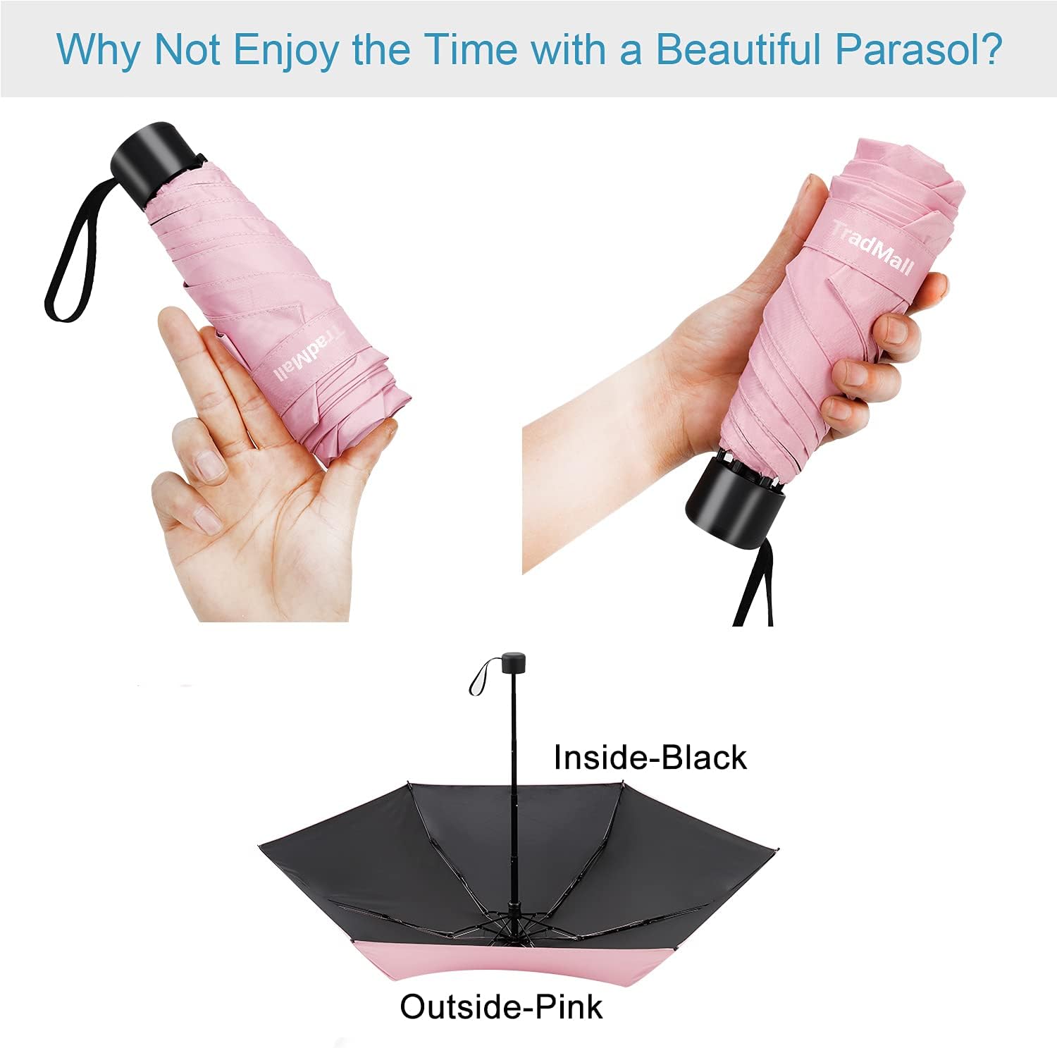TradMall Mini Travel Umbrella with 95 UV Protection
