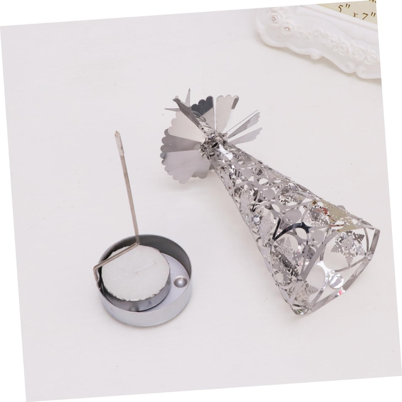 Christmas Tree Shaped Rotating Tea Light Holder