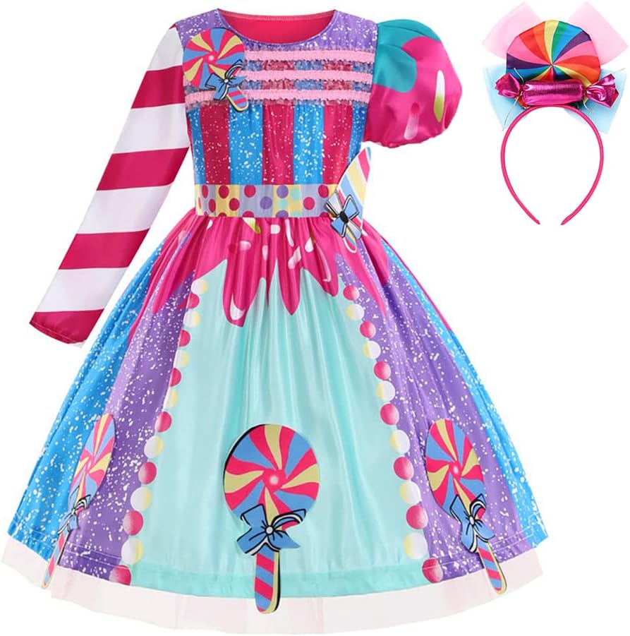 IDOPIP Rainbow Candy Tutu Dress for Girls 3-10Y