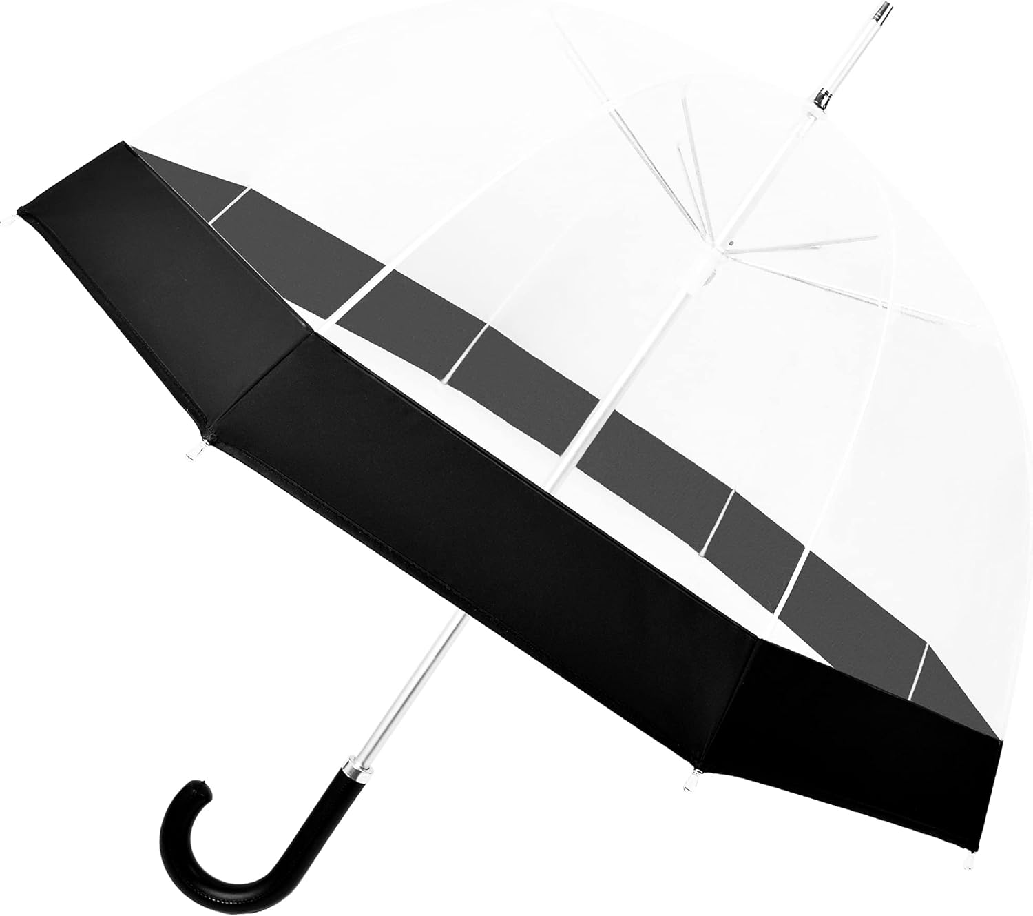 Clear Bubble Umbrella for Women Girls with Black Trim and Leather Hook