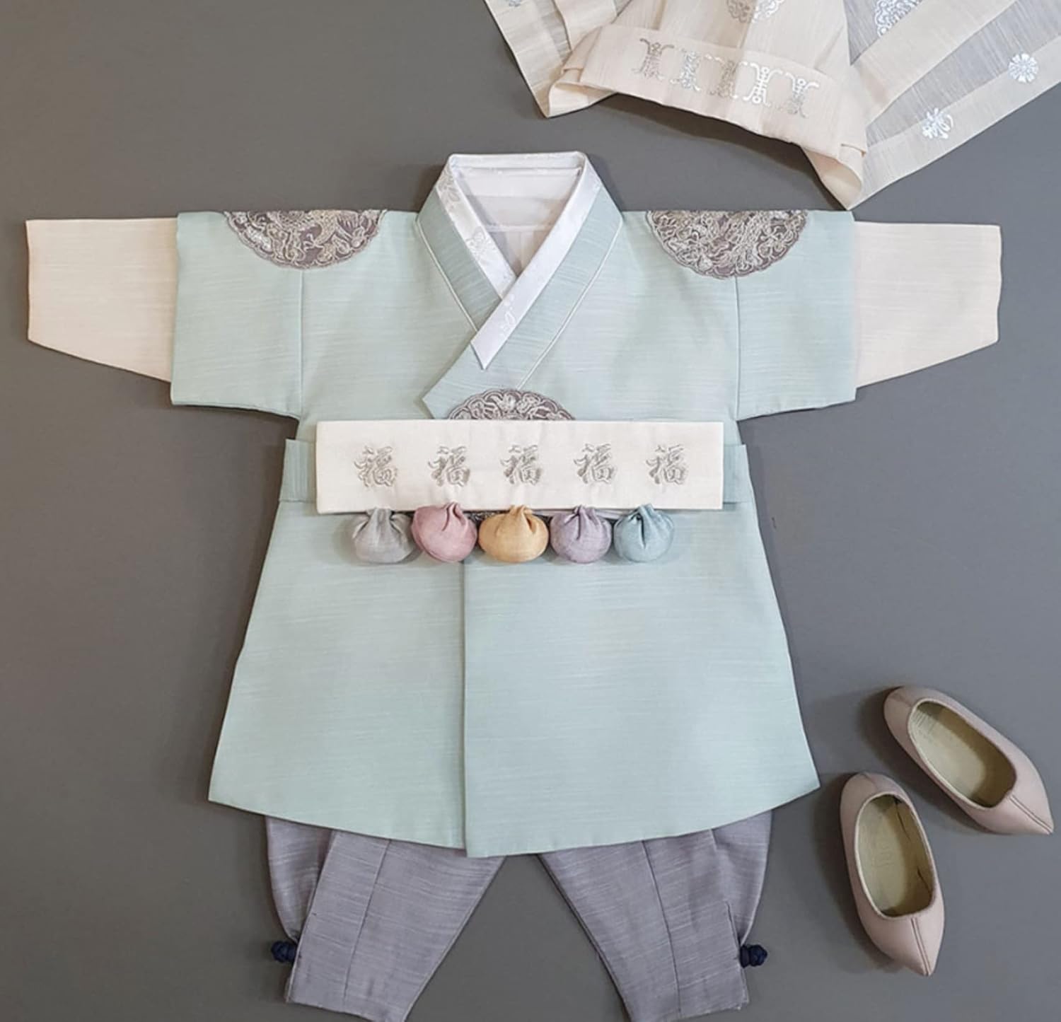 Korean Mint Boy Hanbok for 100 Days to 10 Years Old