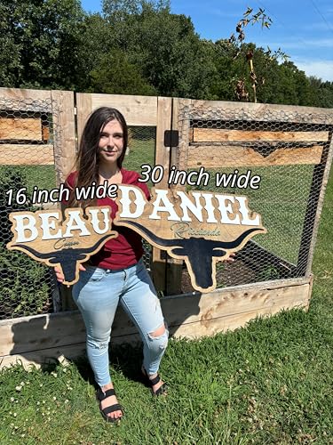 Western Themed Nursery Name Sign Bull Horns Decor