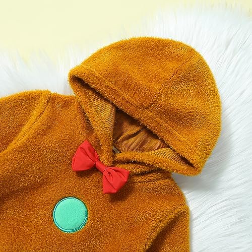 RWYBEIW Christmas Gingerbread Man Baby Costume Hooded Romper