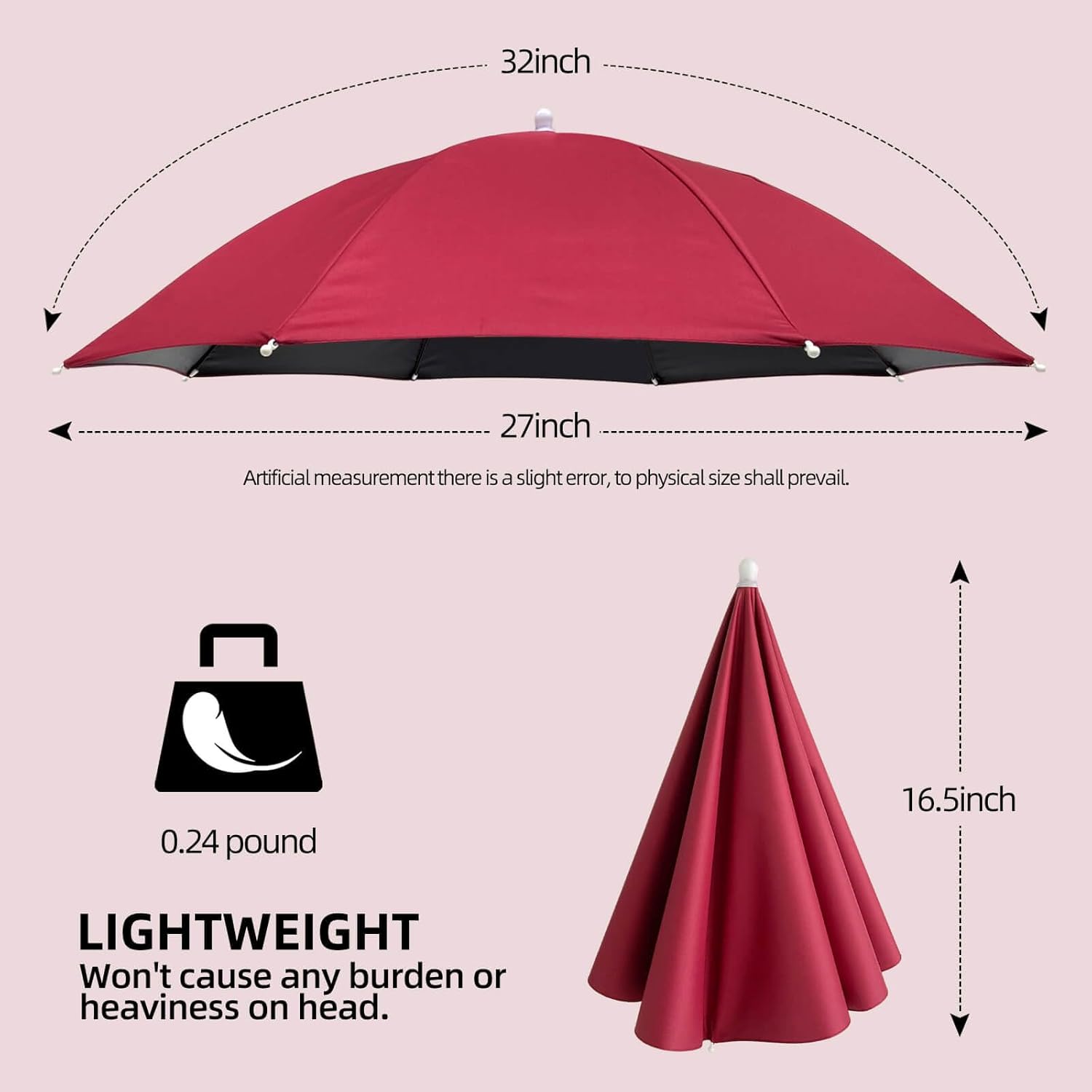 Rain Umbrella Hat for Women Men Lightweight and Comfortable