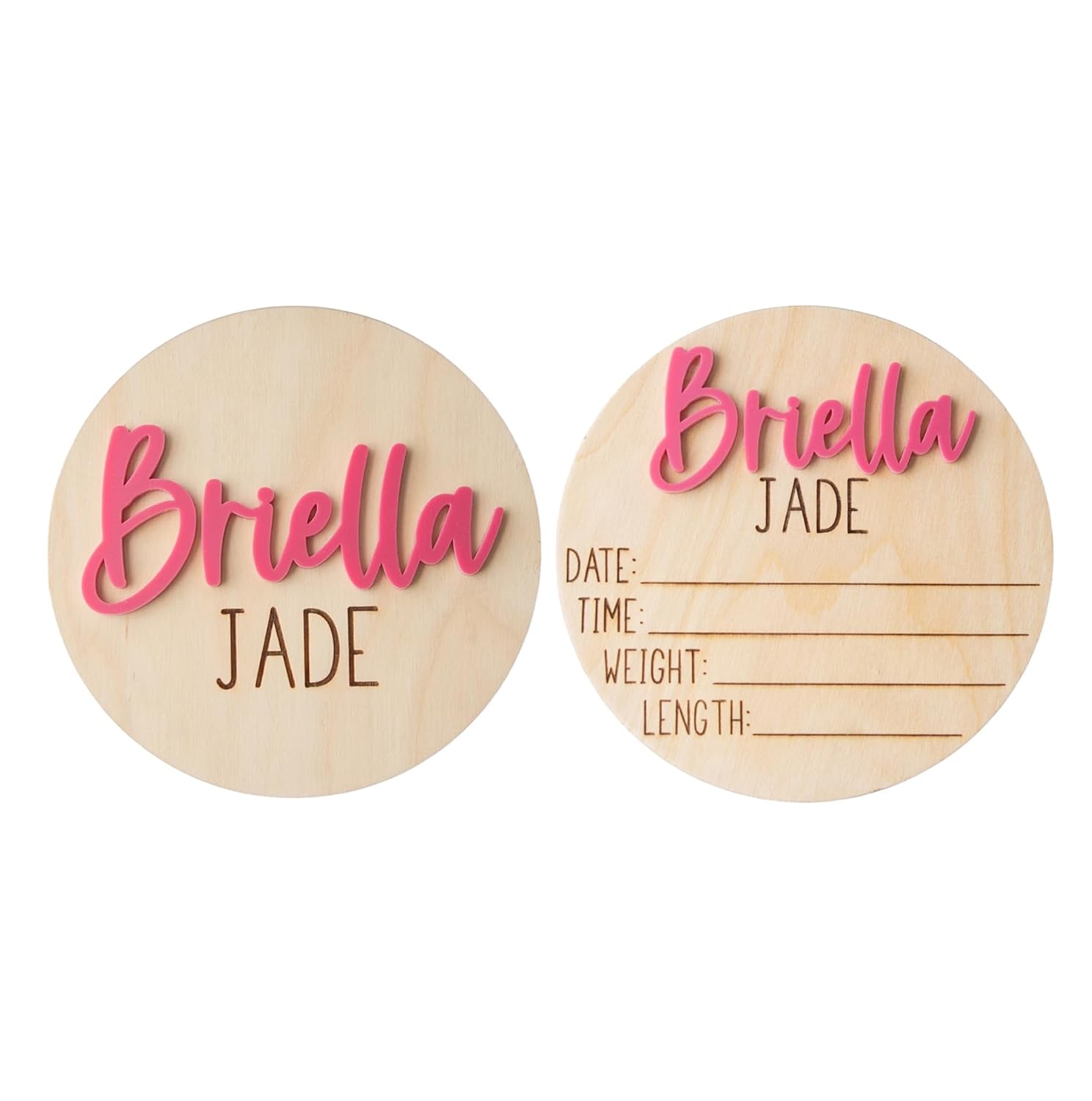 Personalized Newborn Announcement Sign - Wooden Birth Sign with Acrylic Name