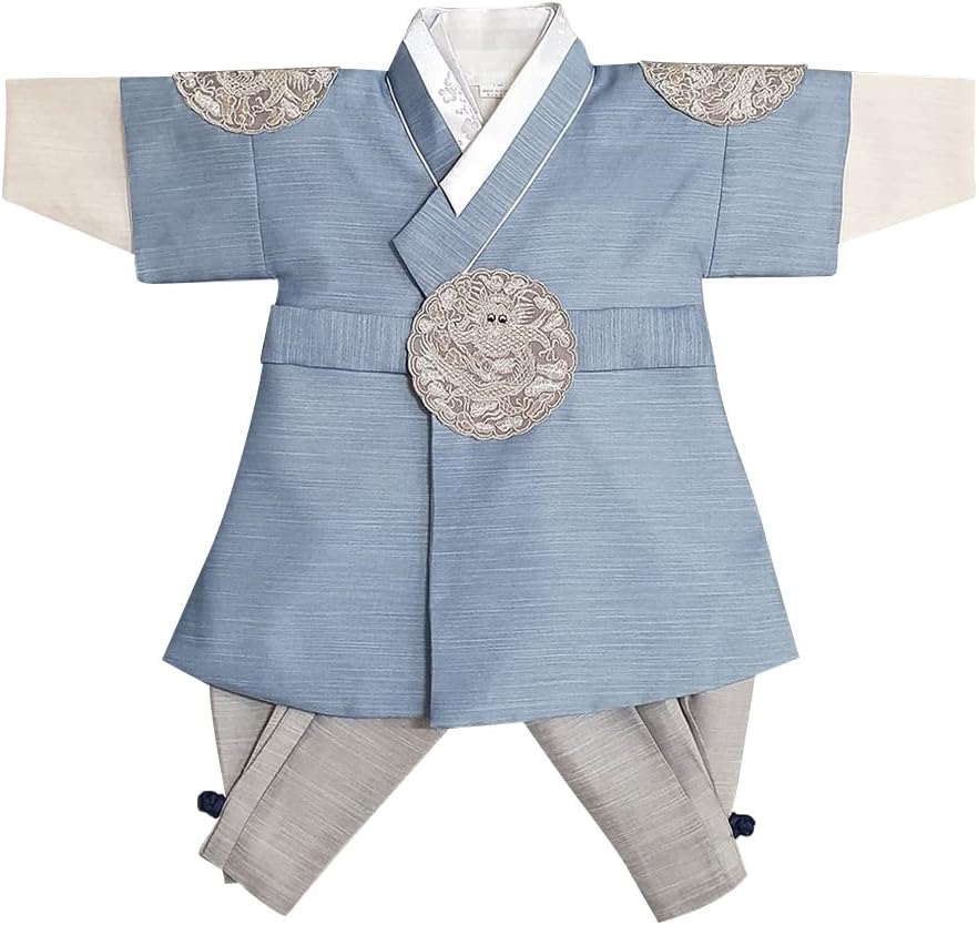 Korean Light Blue Baby Hanbok for 100days10yo