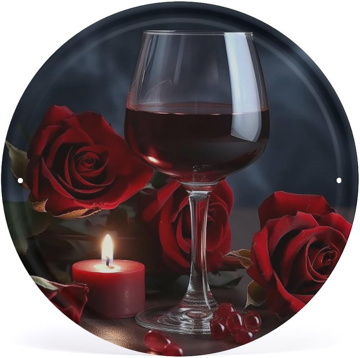 Red Wine Rose And Candle Wall Art Decor 1