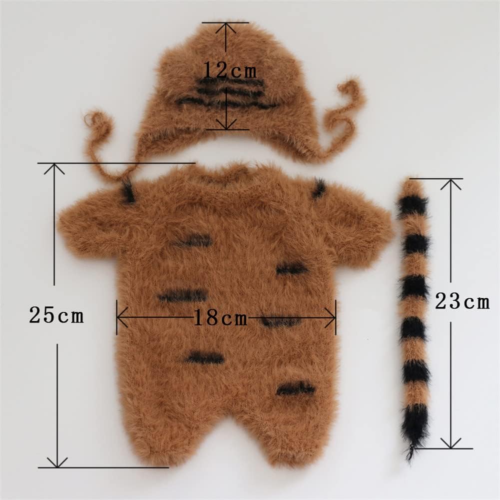 Vemonllas Newborn Photo Props Girl Boy Tiger Hat Romper 1