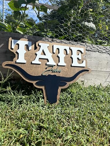 Western Themed Nursery Name Sign Bull Horns Decor