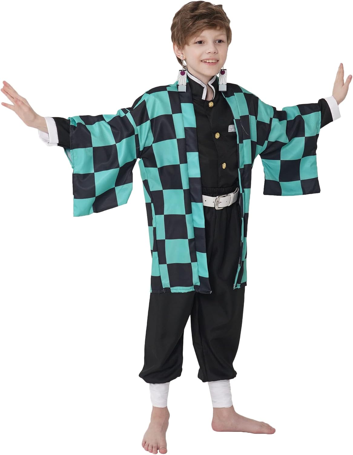 Men Kimono Costume Boys Cloak Set Halloween Pink Uniform With Accessories