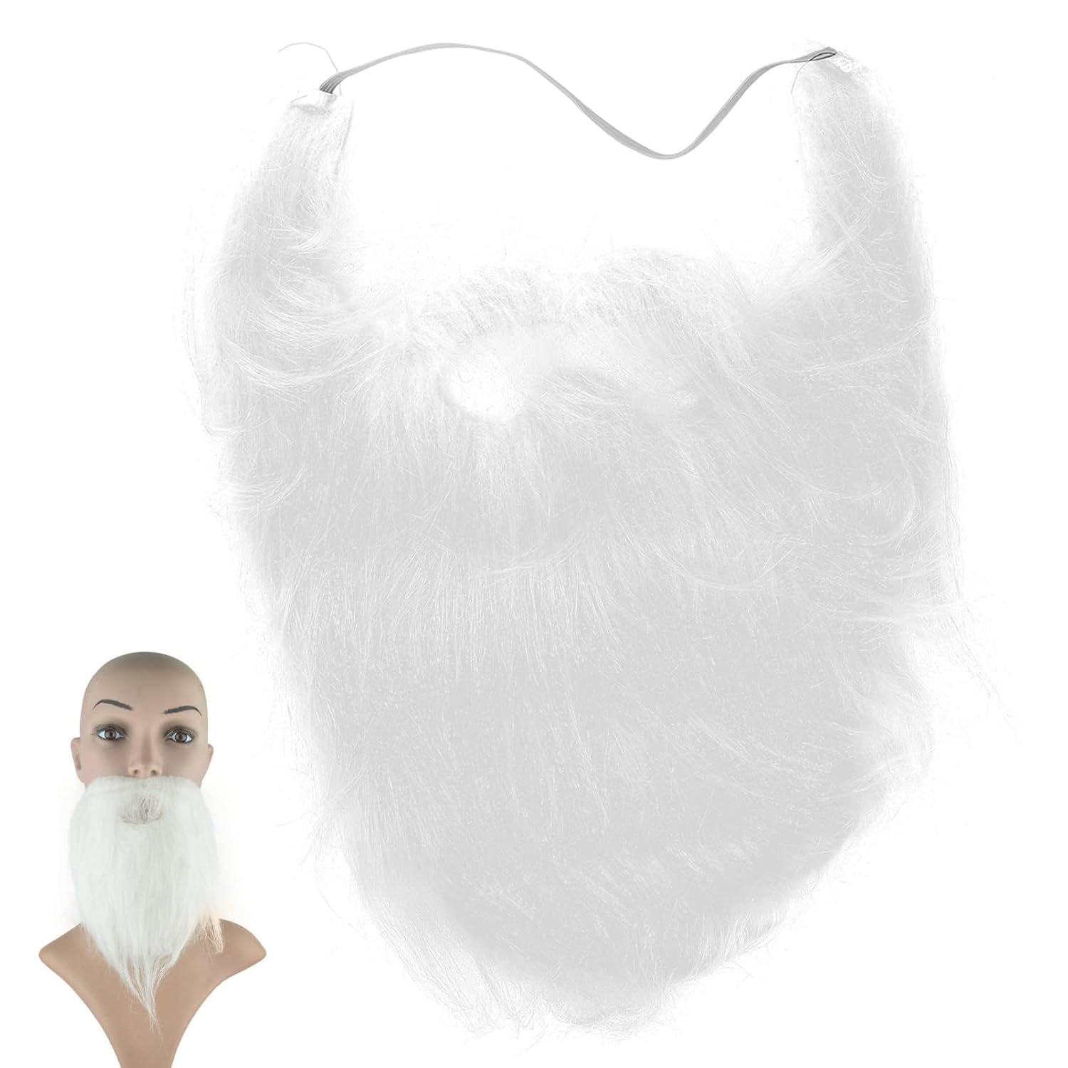 Agatige White False Beard with Elastic Band for Halloween Costume
