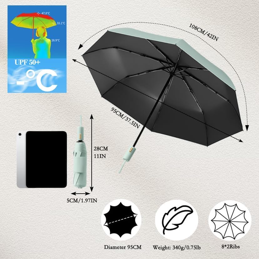 Travebo French Style Compact Folding Umbrella with UV Protection