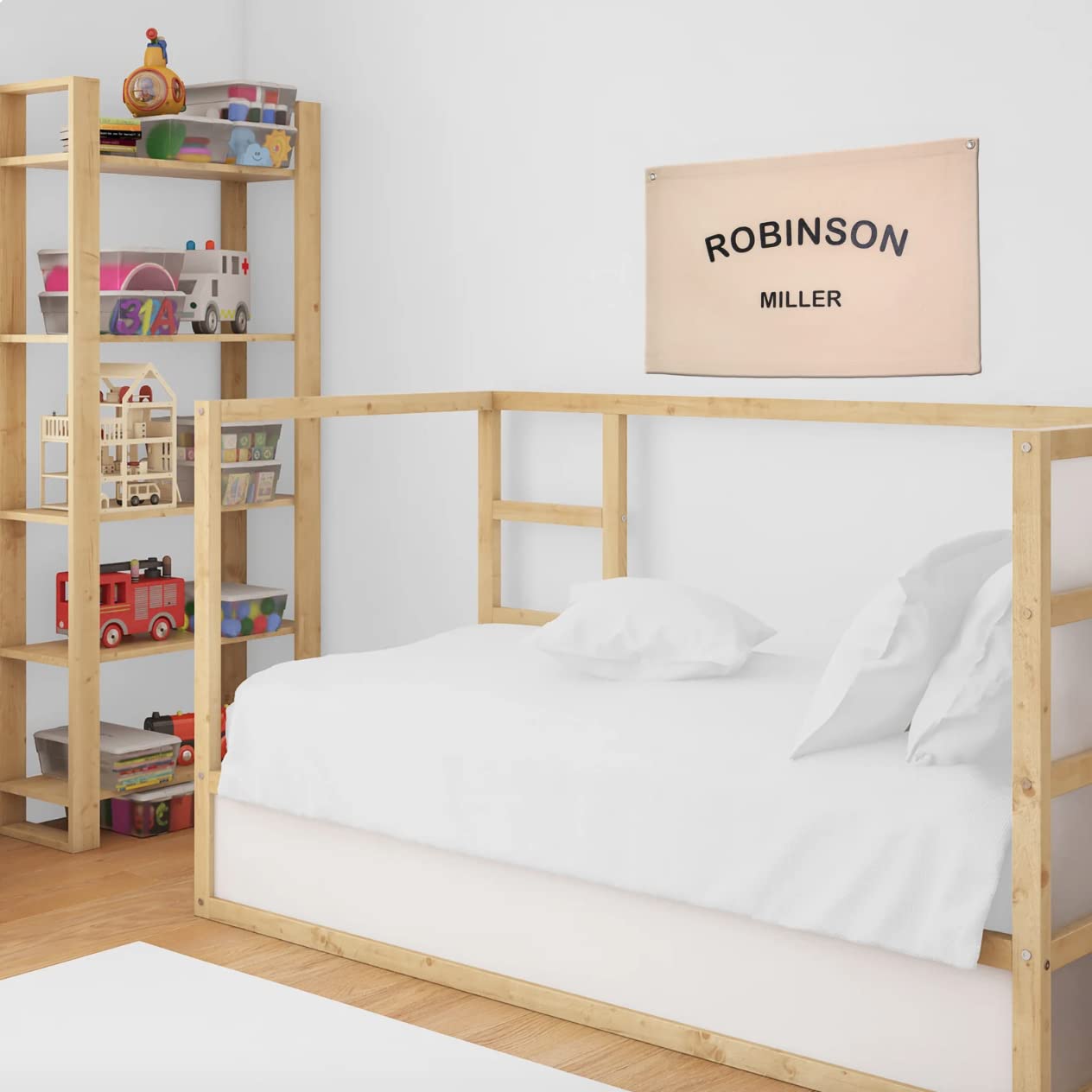 Personalized Baby Name Canvas Flag Boho Nursery Wall Art