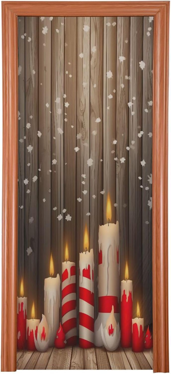 MCHIVER Santa Candles Merry Christmas Door Cover