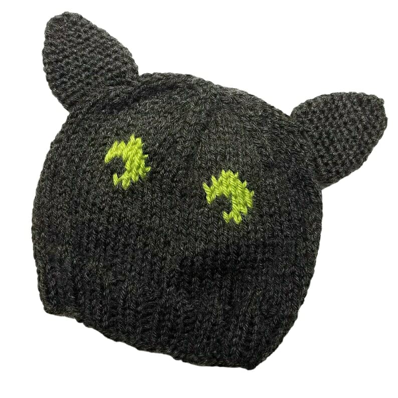 Little Fox Nerdy Knits Black Cat Beanie Halloween Costume Hat