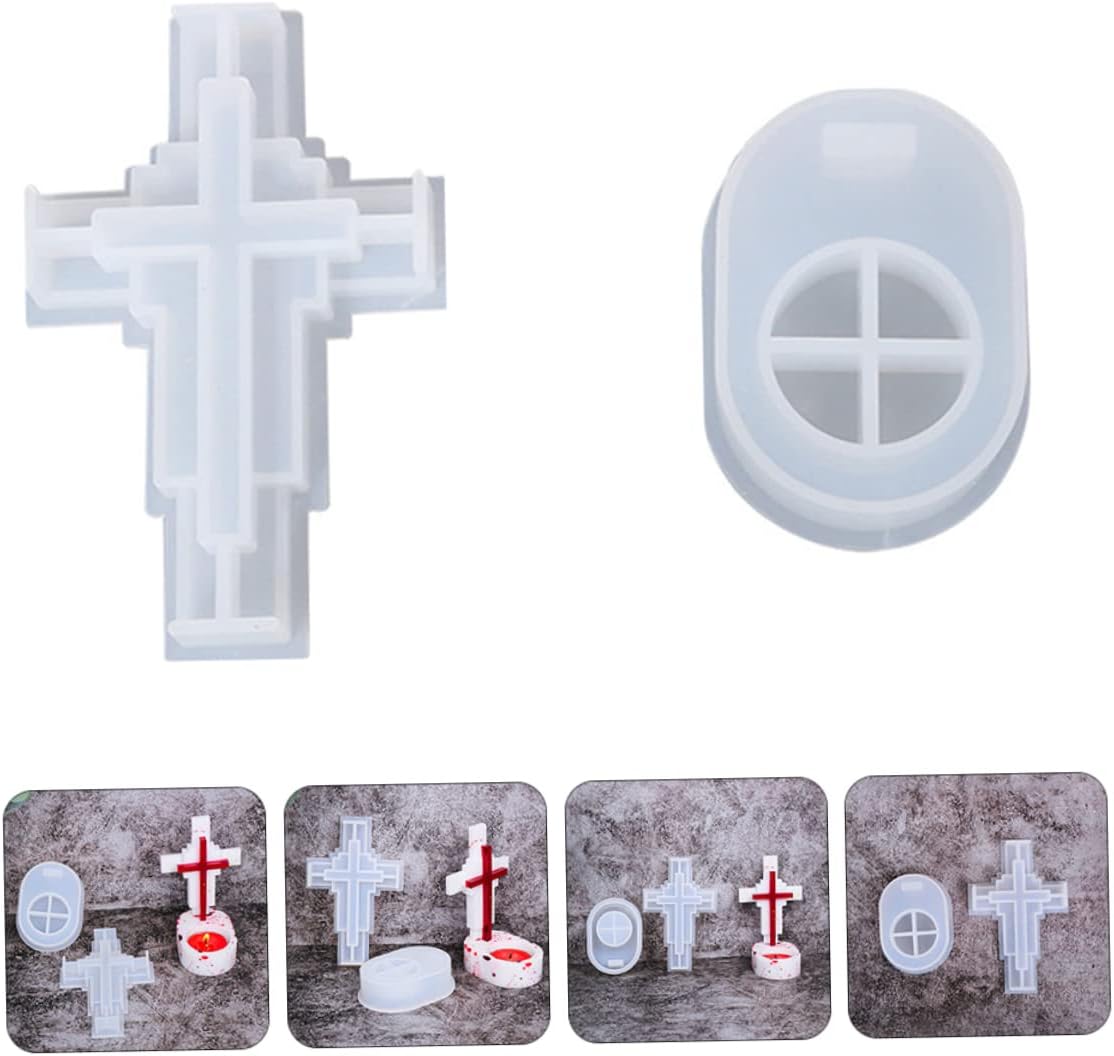 Housoutil 1Set Cross Shape Silicone Candle Stick Holder for Candle Making