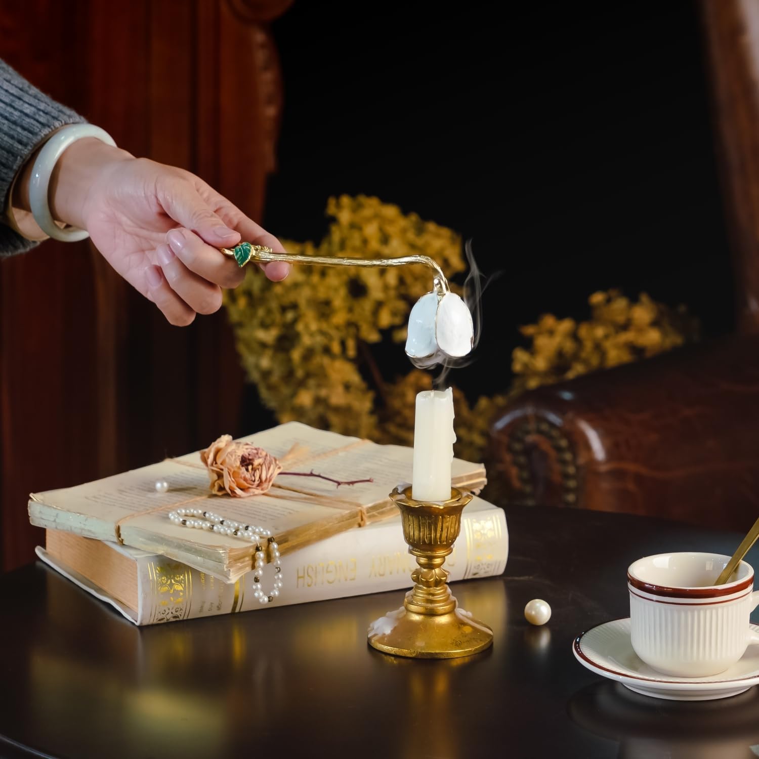 NIKKY HOME Candle Snuffer with Flower Design